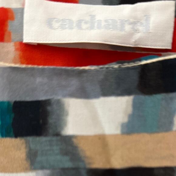 Cacharel Silk Abstract Print Midi Dress Multicolor Size 8 - Picture 8 of 10